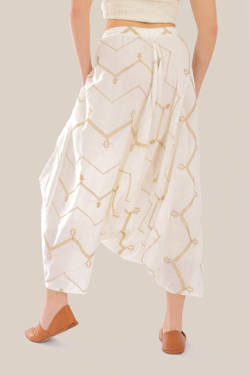 Embroidered Harem pants with elastic waistband
